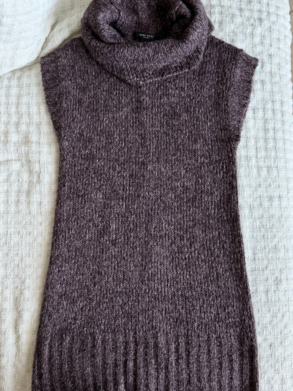 Nine West Plum Sleeveless Cowl Neck Sweater